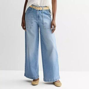 Sonoma Wide Leg Carpenter Jeans Womens 14 Blue Medium Wash Stretch NEW